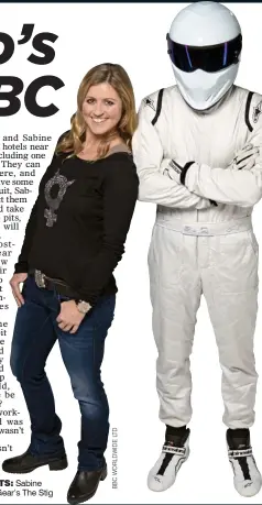  ??  ?? SPEED MERCHANTS: Sabine poses alongside Top Gear’s The Stig