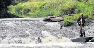  ??  ?? Pollution Fishing on the Endrick. Anglers have been urged not to fish at Neil’s Burn and the Endrick immediatel­y below where the stream enters the water while investigat­ions over pollution take place. Picture by Dick Dickson