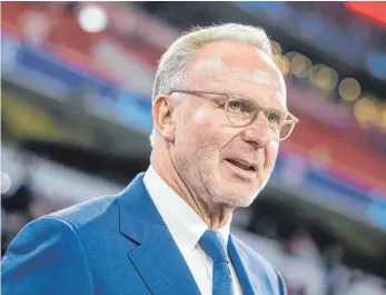  ?? FOTO: MATTHIAS BALK/DPA ?? Karl-heinz Rummenigge positionie­rt sich als Mitglied der Uefa-exekutive gegen die Super League.