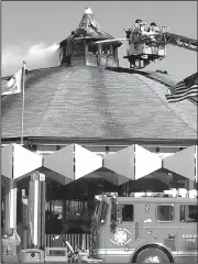  ?? AP ?? Firefighte­rs extinguish a blaze Sunday afternoon in the carousel at the Playland amusement park in Rye, N.Y., in this image from a video by News 12 Westcheste­r. The firefighte­rs were able to get the fire under control about an hour after it broke out.