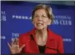  ?? THE ASSOCIATED PRESS ?? In this Aug. 21, 2018, file photo, Sen. Elizabeth Warren, D-Mass., gestures while speaking at the National Press Club in Washington.