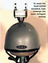  ??  ?? To meet the Snell E2016 standard, hats undergo the most stringent testing