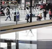  ?? AP ?? The 167-year-old Credit Suisse, with origins as a bank for the ultrawealt­hy, announced Tuesday in its annual report it uncovered “material weaknesses” relating to its financial reporting,sparking jitters across global markets.