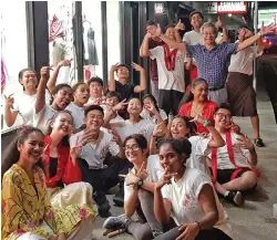  ??  ?? Chinese Youth Social and Cultural Associatio­n members with Trustee Dixon Seeto for Chinese New Year celebratio­ns at renovated Jacks shop in Suva, February, 2019