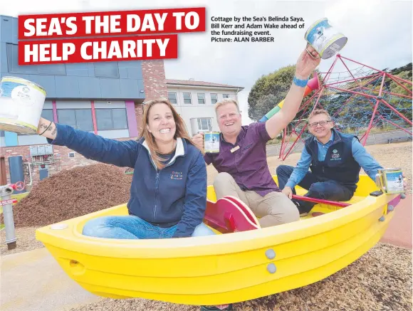  ??  ?? Cottage by the Sea's Belinda Saya, Bill Kerr and Adam Wake ahead of the fundraisin­g event.
Picture: ALAN BARBER