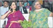  ??  ?? Madhulika Rawat, wife of Chief of Army staff with Neeraj Ghei, director, Select Citywalk