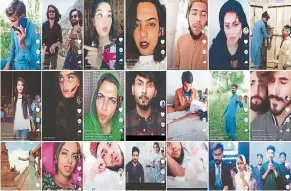  ??  ?? Faces from some of Pakistan’s popular TikTok accounts. — ANN