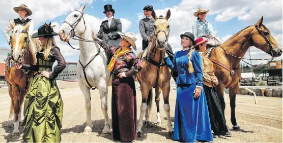  ?? LEAHHENNEL ?? The women who will be participat­ing in sidesaddle racing at this year’s Calgary Stampede have already showcased their skills at rodeos and events around the Prairies.