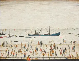  ?? ?? The LS Lowry painting Beach Scene, Lancashire, is being sold with four other Lowry works at a Sotheby’s auction later this month. Photograph: Sotheby’s