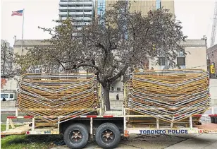  ?? NATHAN DENETTE THE CANADIAN PRESS ?? Metal barricades are shown outside the United States consulate in preparatio­n for the U.S. presidenti­al election in Toronto on Tuesday.