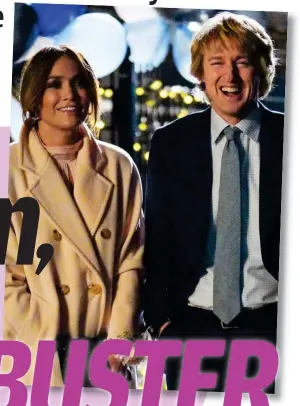  ??  ?? Fan male: Owen Wilson stars with Jennifer Lopez in Marry Me, above