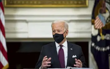  ?? Al drago / Nytns ?? President Joe Biden speaks during a roundtable discussion on the american rescue Plan in the state dining room of the White house on Friday.