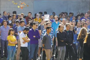  ?? Jay L. Clendenin Los Angeles Times ?? GOOGLE workers in Venice walk out Nov. 1 in protest of the tech giant’s handling of sexual misconduct cases.