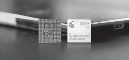  ?? QUALCOMM ?? The Snapdragon 888 integrates a 5G modem with the applicatio­ns, graphics and other processors onto a single semiconduc­tor.