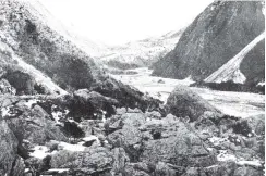  ??  ?? Arthurs Pass, the dividing point between Canterbury and the West Coast, after a fall of snow. — Otago Witness, 23.11.1920.