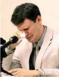  ??  ?? Warmbier cries at a press conference in Pyongyang on Feb 26 last year.