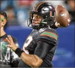  ?? ANDRES LEIVA / THE PALM BEACH POST ?? QB Malik Rosier had 23 touchdown passes and nine intercepti­ons during UM’s 10-0 start, but he threw three TD passes and five picks during an 0-3 finish last season.