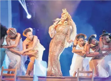  ??  ?? Beyonce performs at the 59th Annual Grammy Awards in Los Angeles, California, US, Sunday. — Reuters photo