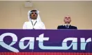  ?? Photograph: Qian Jun/ATP/SPP/Rex/ Shuttersto­ck ?? The emir of Qatar, Tamim bin Hamad alThani, with Fifa’s president, Gianni Infantino.