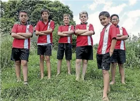  ??  ?? Rhode Street School garden warriors: Mercee Reihana, Lance Riki, Josh Walker, Olly Ngatai, Holden Gunn and Andreni Basil.