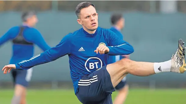  ??  ?? UNITED STRIKER: A fit and firing Lawrence Shankland will be part of Scotland’s Euros squad, claims Tangerines legend Maurice Malpas.