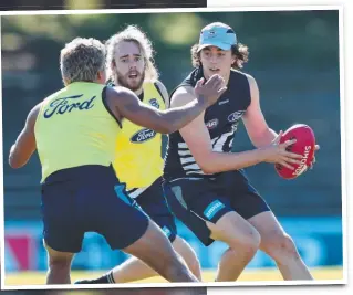  ?? Pictures: AAP ?? COOL, CALM, COLLECTING: Jordan Clark celebrates a goal in the Cats’ win over Sydney on Sunday; and (above) on the training track in Perth this week ahead of tomorrow’s clash against Fremantle.