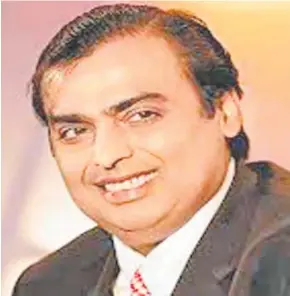  ?? Photo: GOOGLE ?? India’s richest man- the chairman, managing director and largest shareholde­r of Reliance Industries Limited (RIL) Mukesh Ambani.