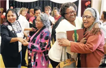  ?? PICTURE: PHANDO JIKELO/AFRICAN NEWS AGENCY (ANA) ?? CARING: Retired nurses who were once staff members at Groote Schuur Hospital were invited to an event to celebrate Nurses Day. They were later entertaine­d by a band after having lunch at Nico Malan Hall. See page 3.