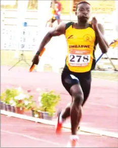  ??  ?? ONE FOR THE FUTURE . . . Promising young sprinter Kundai Maguranyan­ga is set to leave for the United States on Sunday for a four-year athletics scholarshi­p at Drake University where he will work under fellow Zimbabwean Ngonidzash­e Makusha