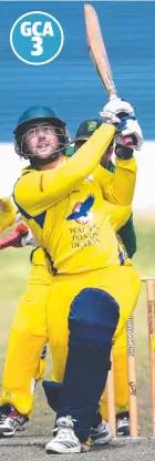  ?? Picture: MIKE DUGDALE ?? Waurn Ponds’ Jeremy Scutchings hits a six.