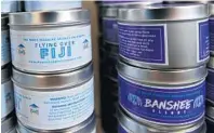  ??  ?? “Flying Over Fiji” and “Banshee Flight” are two scents inspired by theme park attraction­s and sold by the Magic Candle Company.