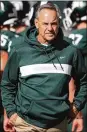  ??  ?? Michigan State coach Mark Dantonio defended his team against Michigan coach Jim Harbaugh’s accusation­s.