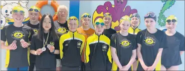  ?? ?? Fermoy swimmers with coach Jackie who took part in the Premier Invitation­al Gala in Thurles.