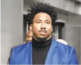  ?? SETH WENIG/AP ?? Browns defensive end Myles Garrett leaves his appeals hearing Wednesday.