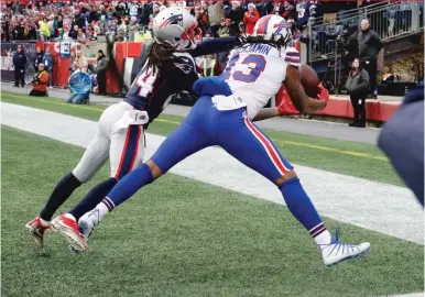  ?? | AP ?? Bills receiver Kelvin Benjamin catches a touchdown pass late in the second quarter, but it was overturned after review.