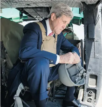  ?? BRENDAN SMIALOWSKI/The Associated Press ?? U.S. Secretary of State John Kerry is travelling to the Middle East this week to discuss ways to combat the
Islamic State militant group that is terrorizin­g the region.