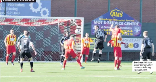  ??  ?? So close Wishaw striker James Coffey misses out during Rossvale clash