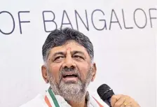  ?? K. MURALI KUMAR ?? Deputy Chief Minister and KPCC president D.K. Shivakumar speaking at a meet-the-press event organised by the Press Club of Bangalore on Wednesday.