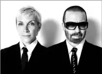  ??  ?? Back then, she looked like a he and he looked like a girl with a beard, left. Now, the Eurythmics are back with new material and a live TV gig later this month.