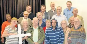  ?? Picture: ROB KNOWLES ?? EARLY RISERS: The CMA breakfast took place on Saturday and, in the absence of the scheduled speaker, Mervyn Comley gave a personal testament about his encounter with God and how that changed his life. Comley is third from the left in the front row