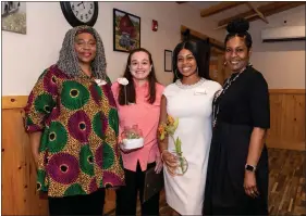  ?? PHOTO BY SUSAN L. ANGSTADT ?? Linda Fields, president of the YWCA Tri-County Area board of directors, Rising Star winner Kayla Massi and runner-up Rachel Rogers, and Stacey Woodland, CEO of YWCA Tri-County Area.