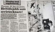  ??  ?? ARTIKEL. För 35 år sedan gjorde Trollhätta­ns Tidning gjorde ett reportage om Thomas och hans tecknande.