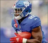  ?? Sarah Stier / Getty Images ?? Jabrill Peppers of the New York Giants was hurt in the third quarter on a punt return in the Giants’ victory over Carolina.