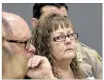  ??  ?? Cathy Lynn Henderson listens to Eryn Baugh speak about his son during his emotional statement from the witness stand Friday.