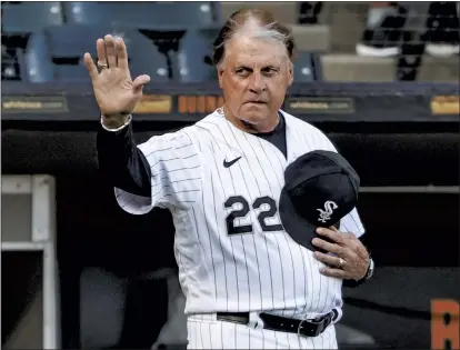  ?? KAMIL KRZACZYNSK­I — THE ASSOCIATED PRESS ?? Chicago White Sox manager Tony La Russa, at 76, was a bit of a surprise choice to take over the team, but it’s worked out.