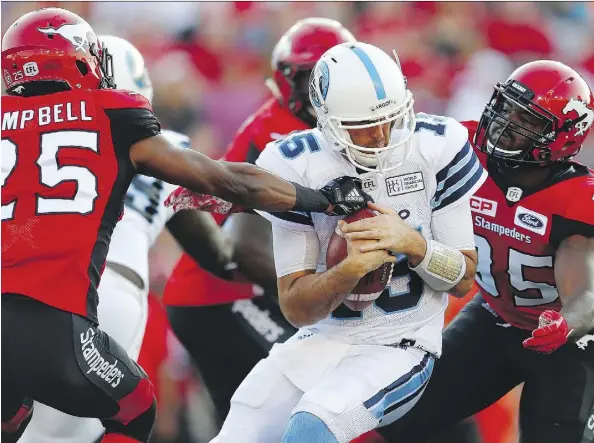  ?? AL CHAREST ?? Toronto Argonauts quarterbac­k Ricky Ray has won three Grey Cups and hopes to capture a fourth Sunday against the Calgary Stampeders.