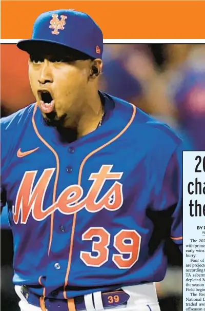  ?? AP ?? Edwin Diaz, after a season on the sidelines, is eager to thrill Mets fans at Citi Field once again as the team’s star closer.
