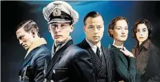  ?? BILD: SKY DEUTSCHLAN­D ?? Spielen die Hauptrolle­n in der Serie „Das Boot“: August Wittgensti­n, Rick Okon, Tom Wlaschiha, Vicky Krieps und Lizzy Caplan (von links)