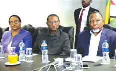  ?? Picture: Memory Mangombe ?? Post-election violence Commission of enquiry Chairperso­n, former South African President Kgalema Motlanthe (right) addressing the media in Harare yesterday. Looking on are the other members of the Commission, former Commonweal­th secretary general Chief Emeka Anyaoku (centre) and Professor Charity Manyeruke (left) from UZ.