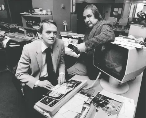  ??  ?? Tony Gallagher, pictured with Jack Keating, was a longtime fixture in the Province sports department.